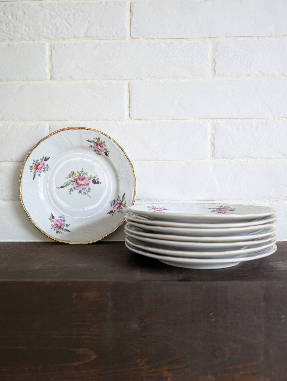 Bernadotte Sonata Czechoslovakia Set Of Eight 8 Small Dessert Plates Roses